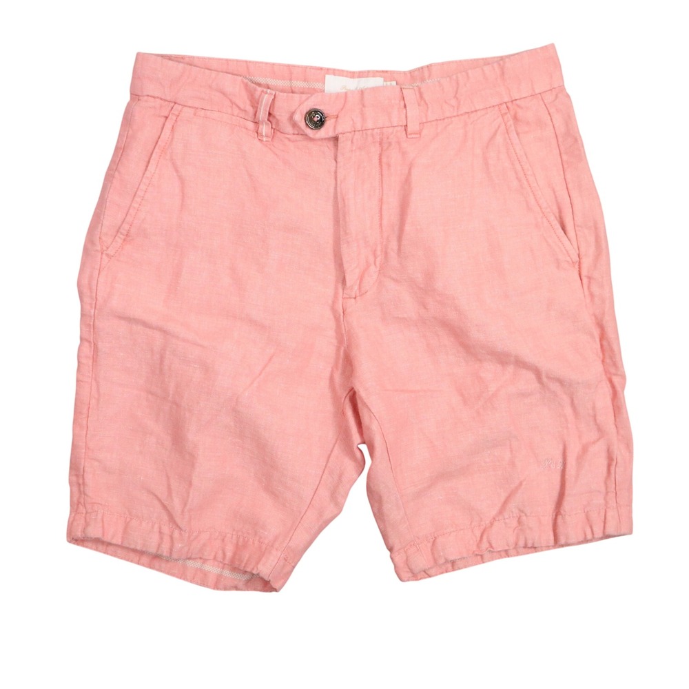 Porter & Ash Linen Shorts Mens 30 Salmon Pink Solid Summer Beach Casual Modern